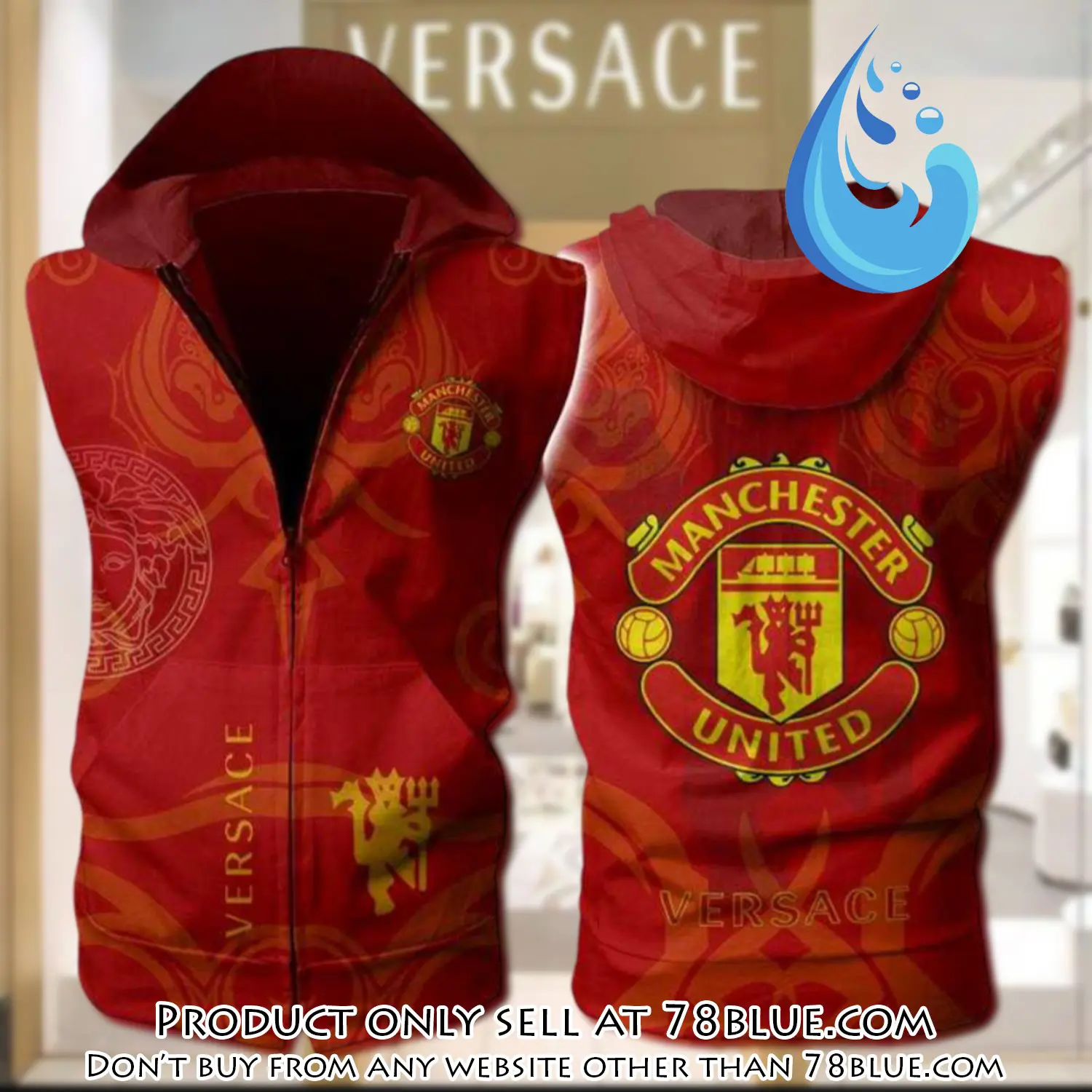 Gianni versace manchester united unisex sleeveless zip up hoodie luxury for men women szh002 78b1151327
